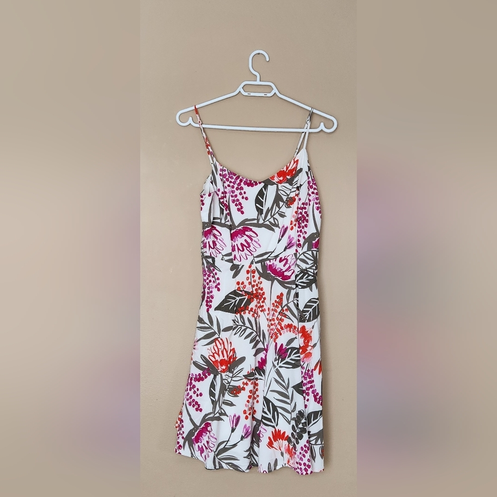 Old Navy San Francisco California  Cami Midi Dress With Liner Leaves Floral Sz L